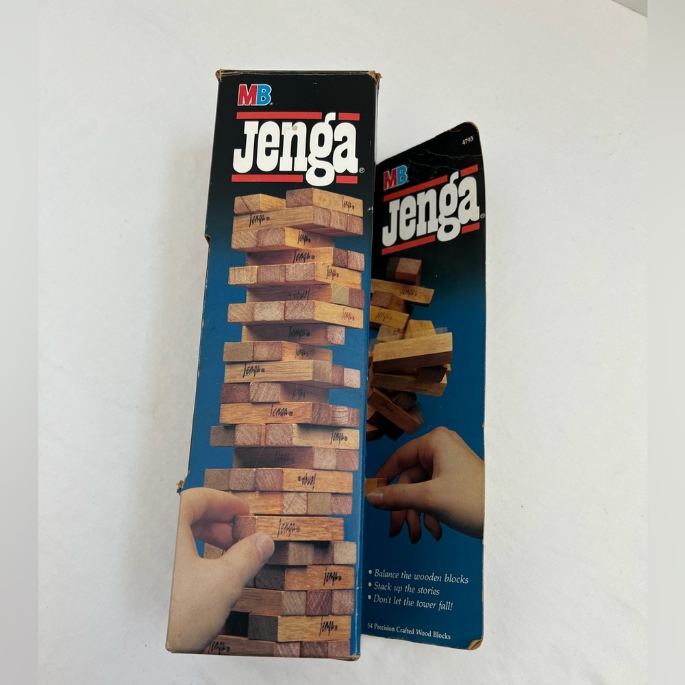 JENGA 4793 Original 1986 MB Game 54 Wood Blocks Complete USA Vintage USA